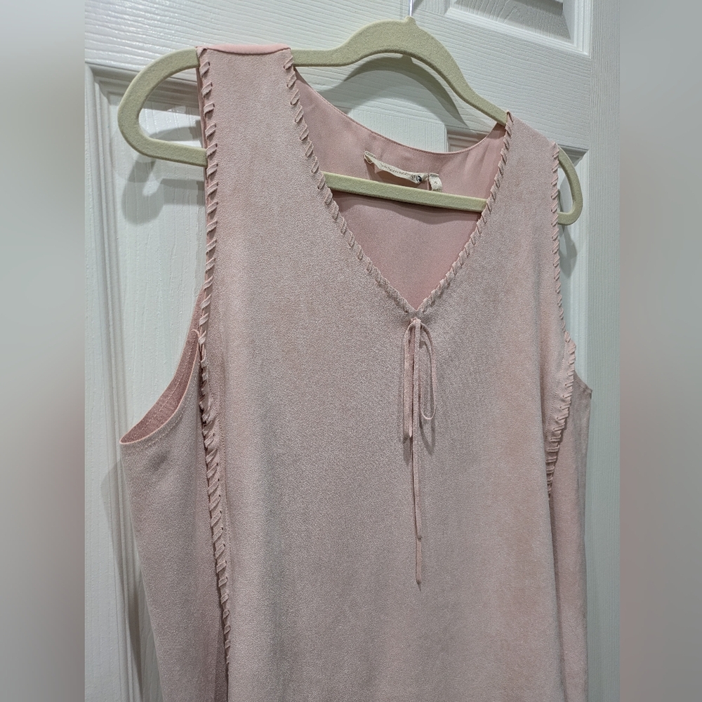 Soft Surroundings Vest‎ Top Faux Suede XL Western Coastal Cowgirl Powder Pink